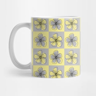 Checked simple line daisy pattern Mug